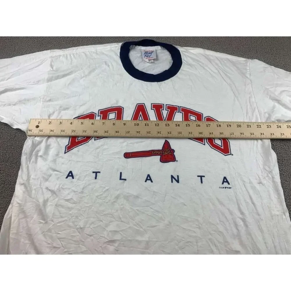 Vintage All Out Fan Apparel XL Atlanta Braves Baseball‎ T Shirt USA Made 1997